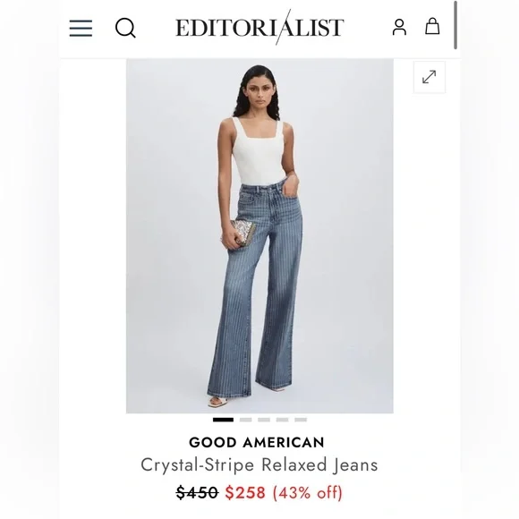 NWT Good American Good Ease Rhinestone Embellished Wide Leg - Picture 6 of 16